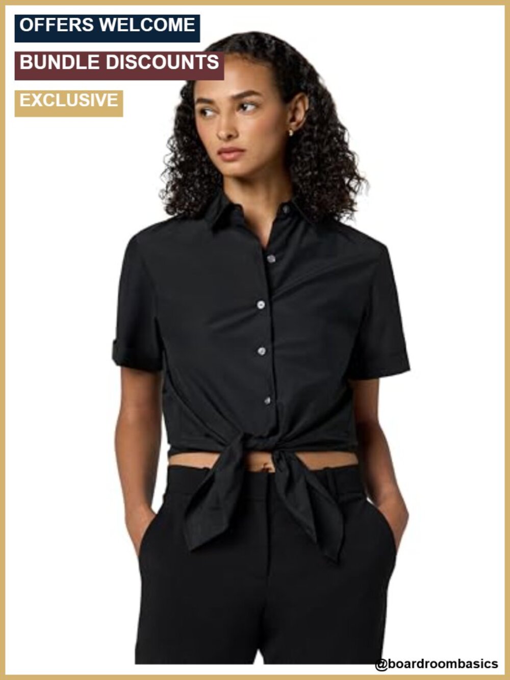 Theory Boxy Short Sleeve Button Down Shirt with Tie Front - Cotton Nylon